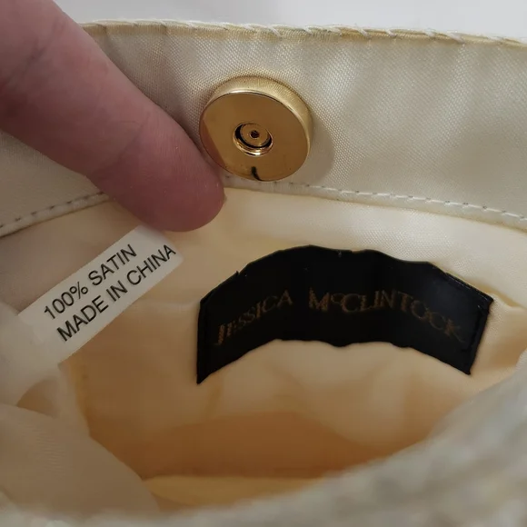 VTG Jessica McClintock Pearlescent Satin Beaded Purse! - Picture 6 of 9